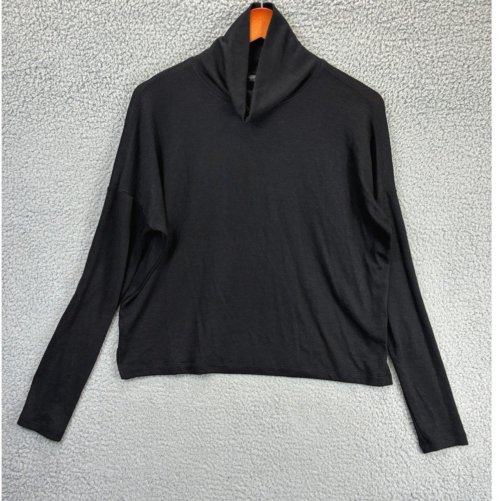 Banana Republic Luxespun Cowl Neck Sweater Womens M Black Knit Minimalist Casual
